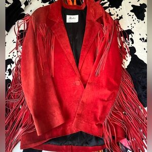 Leather fringe jacket
